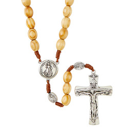 Divine Mercy Corded Wood Rosary - 4/pk