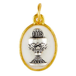 White Two-Tone First Communion Medal