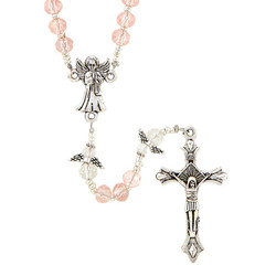 Guardian Angel Pink Rosary with Angel Our Father Beads