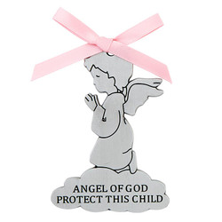 Angel of God Pink Crib Medal
