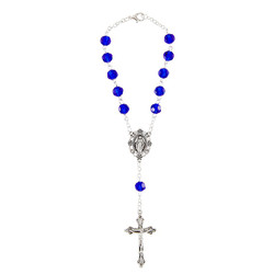 Blue Crystal Bead Auto Rosary