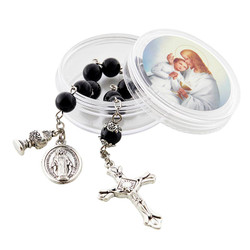 Traditional Memories First Communion Boy One Decade Rosary with Two-Piece Case - 8/pk