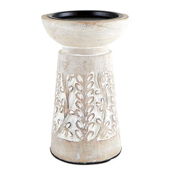 White Wood Candle Holder - Small