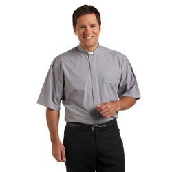 Long Sleeve Tab Collar Clergy Shirt - Gray - Autom