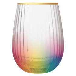 Beveled Stemless Wine Glass - Rainbow