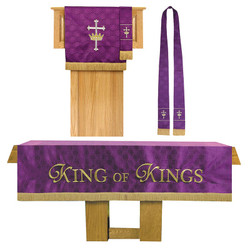 3 Piece Maltese Jacquard Parament Set - Purple