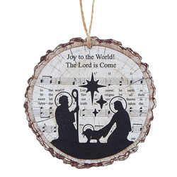 Joy to the World Wood Slice Ornament - 12/pk