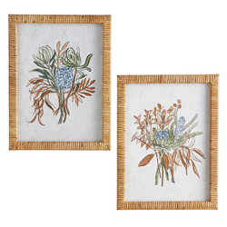 Bouquet Rattan Framed Art - Set of 2