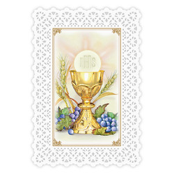 My First Holy Communion Laminated Lace Holy Card - 25/pk