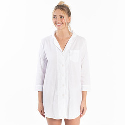 Seersucker Sleep Shirt - White - Small/Medium