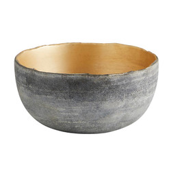 Gray With Gold Glass Bowl - Small