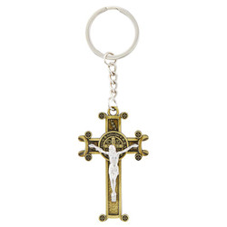 St. Benedict Scroll Crucifix Key Chain - 10/pk