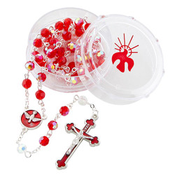 Ruby Confirmation Rosary with Case - 6/pk