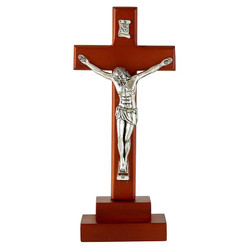 6" Traditional Standing Wood Crucifix