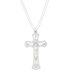 White First Communion Crucifix Pendant - 12/pk
