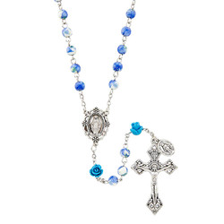 Blue Floral Rose Garden Rosary