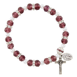 Purple Crystal Rosary Bracelet - 12/pk