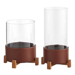 Glass Vase Faux Leather - Set of 2