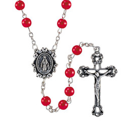 Red Imit. Pearl Rosary - 12/pk