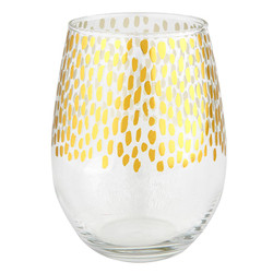 Gold + Clear Stemless Wine Glass