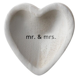 Grey Paulownia Heart Trinket Tray - Mr. & Mrs.