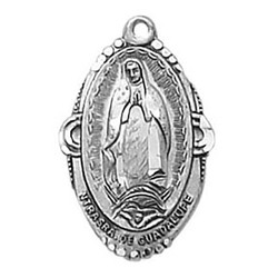 Our Lady of Guadalupe Carved Sterling Silver Medal