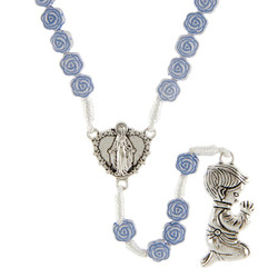 Praying Boy Blue Flower Cord Rosary - 10/pk