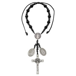 St. Benedict Black Cord Auto Rosary - 8/pk