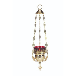 Sudbury Brass&trade; Hanging Votive Glass Holder with Ruby Glass (YC957)