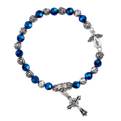 Purple Angel Rose Bead Rosary Bracelet - 10/pk - [Consumer]Autom