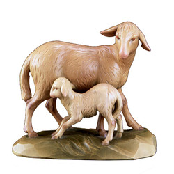 36" Val Gardena Two Sheep Statue