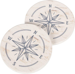Car Coasters - Vintage Compass Rose Blue Car Coasters - Vintage Compass Rose Blue