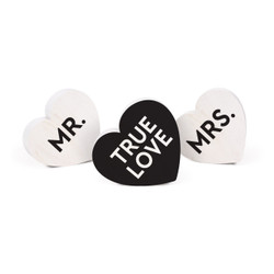 Wood Block Hearts Mr. & Mrs. Set 3pc