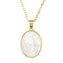Gold Oval Shaped Our Lady of Guadalupe Pendant