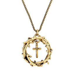 Gold Crown of Thorns with Tiny Cross Pendant