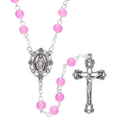 Miraculous Medal Dark Pink Rosary
