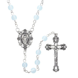Miraculous Medal Light Blue Rosary