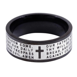 Black Our Father Prayer Stainless Steel Lasered Ring