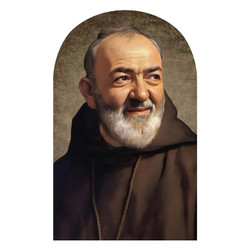 8" St. Padre Pio Arched Wood Plaque 