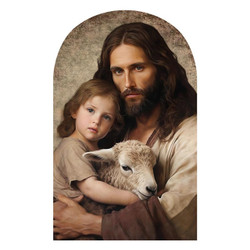8" Christ the Good Shepherd Arched Wood Plaque 