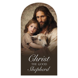 Christ the Good Shepherd Arched Wood Plaque 