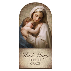 Madonna with Child Arched Wood Plaque 