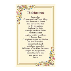 Memorare Prayer Florentine Holy Card - 25/pk