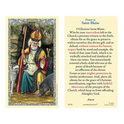 St. Blaise Holy Card - 25/pk
