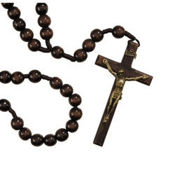 14MM Wood Cord Rosary - 4/PK