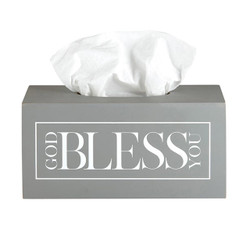 Rectangle Tissue Box Cover - Grey with White Text
