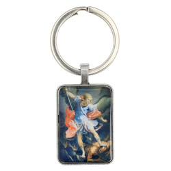 St. Michael Epoxy Rectangle Key Chain - 12/pk