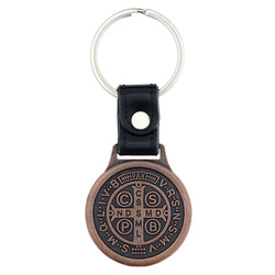 Antique Copper St. Benedict Medal Key Ring - 12/pk