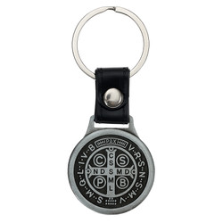 Antique Silver St. Benedict Medal Key Ring - 12/pk