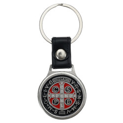 Black Enamel St. Benedict Medal Key Ring - 12/pk